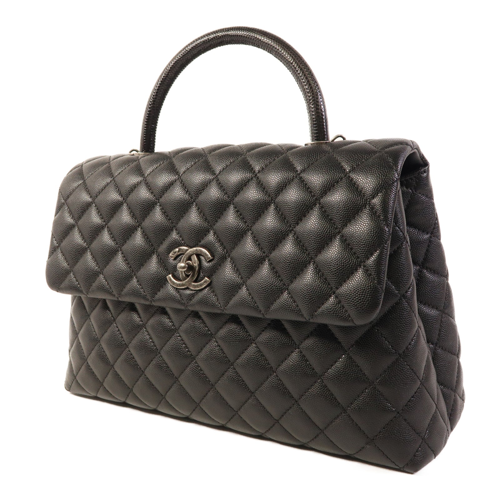 CHANEL 蜥蝪皮革/牛皮皮革Coco Handle手挽肩背兩用袋