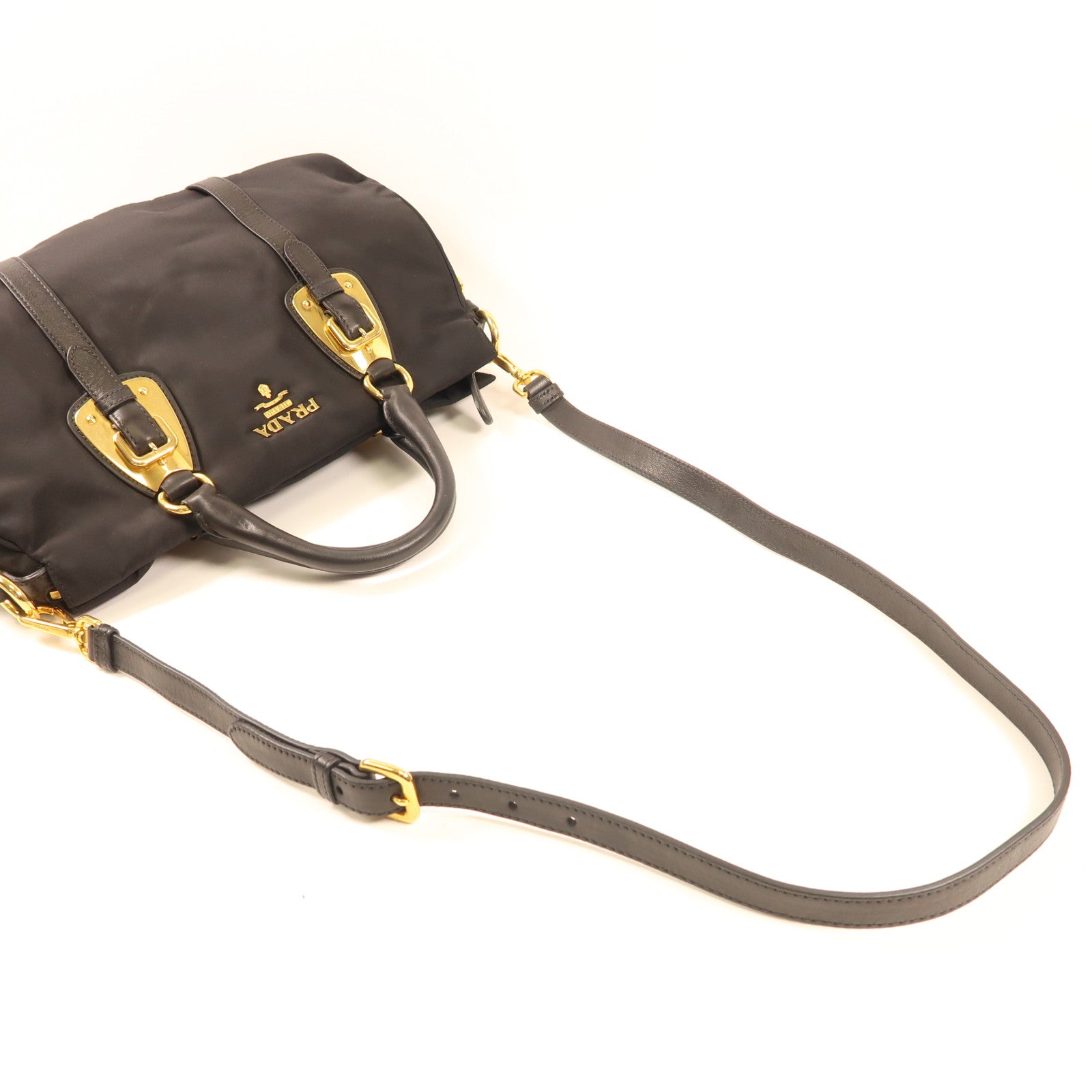 PRADA 尼龍/皮革2 Way Shoulder金扣手挽肩背兩用袋