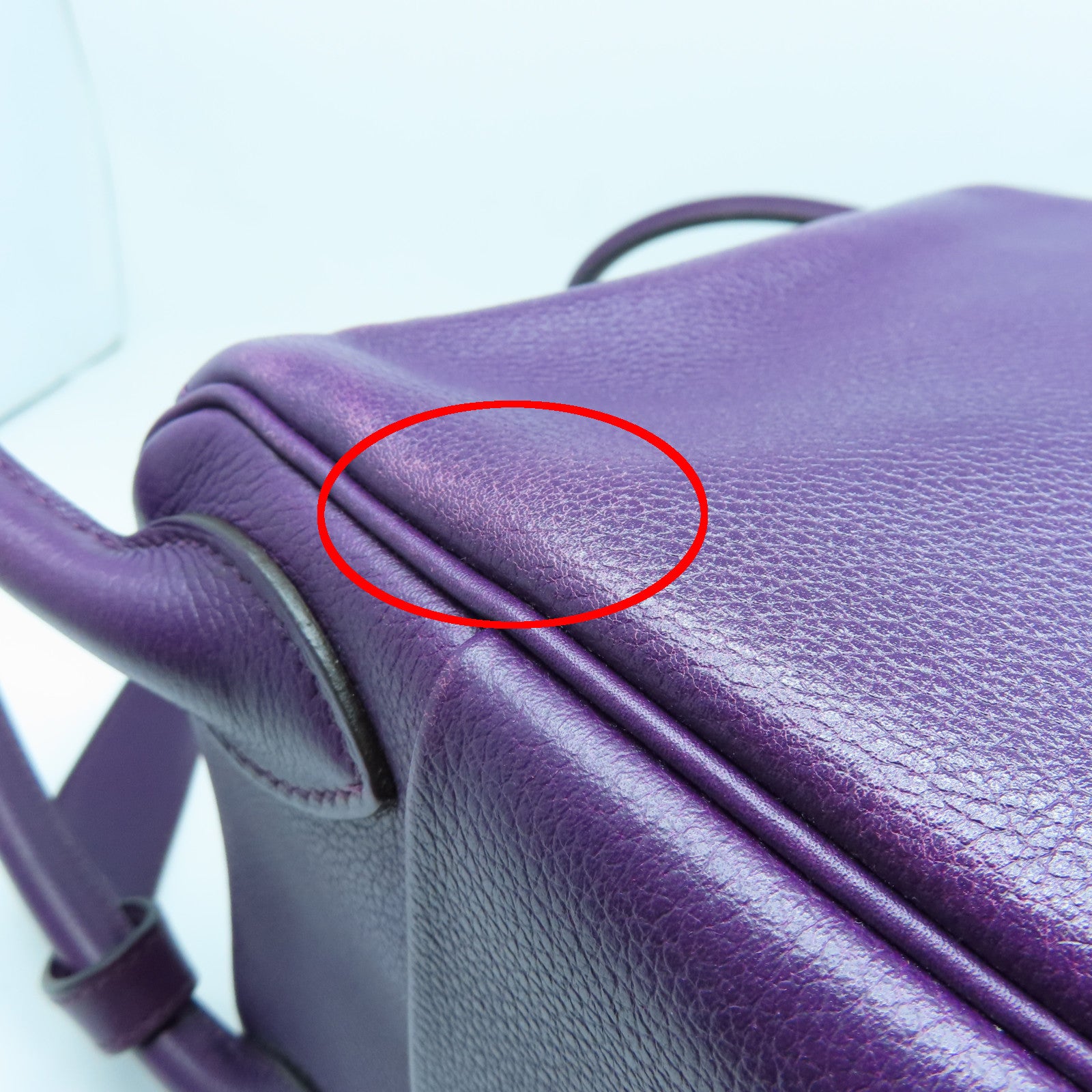 HERMES Evercolor Leather Lindy 30 Silver Buckle Handle Shoulder Backpack Alligator Purple
