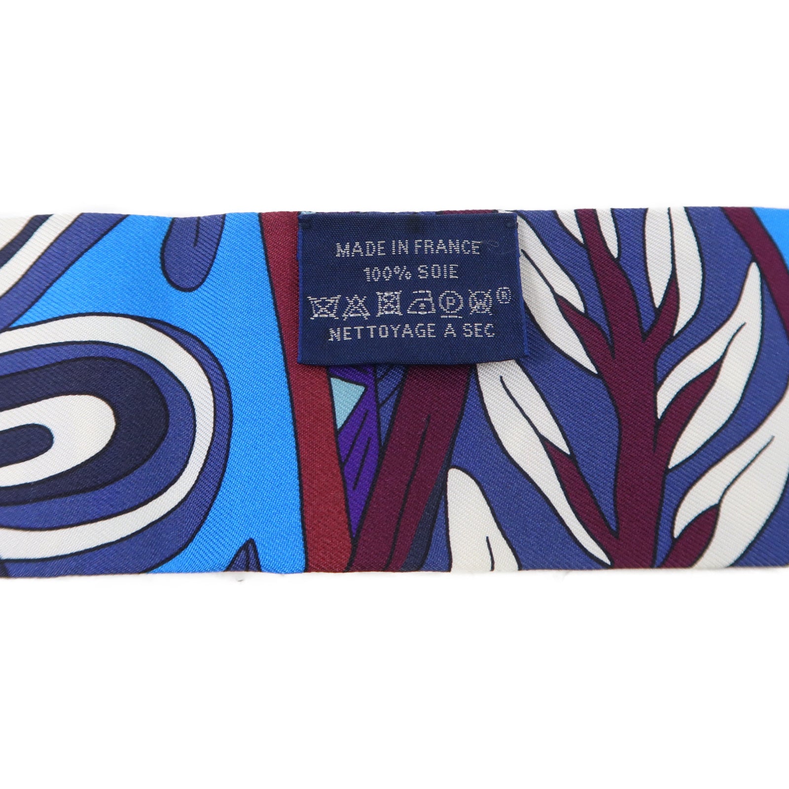 HERMES 絲質Twilly絲巾藍色