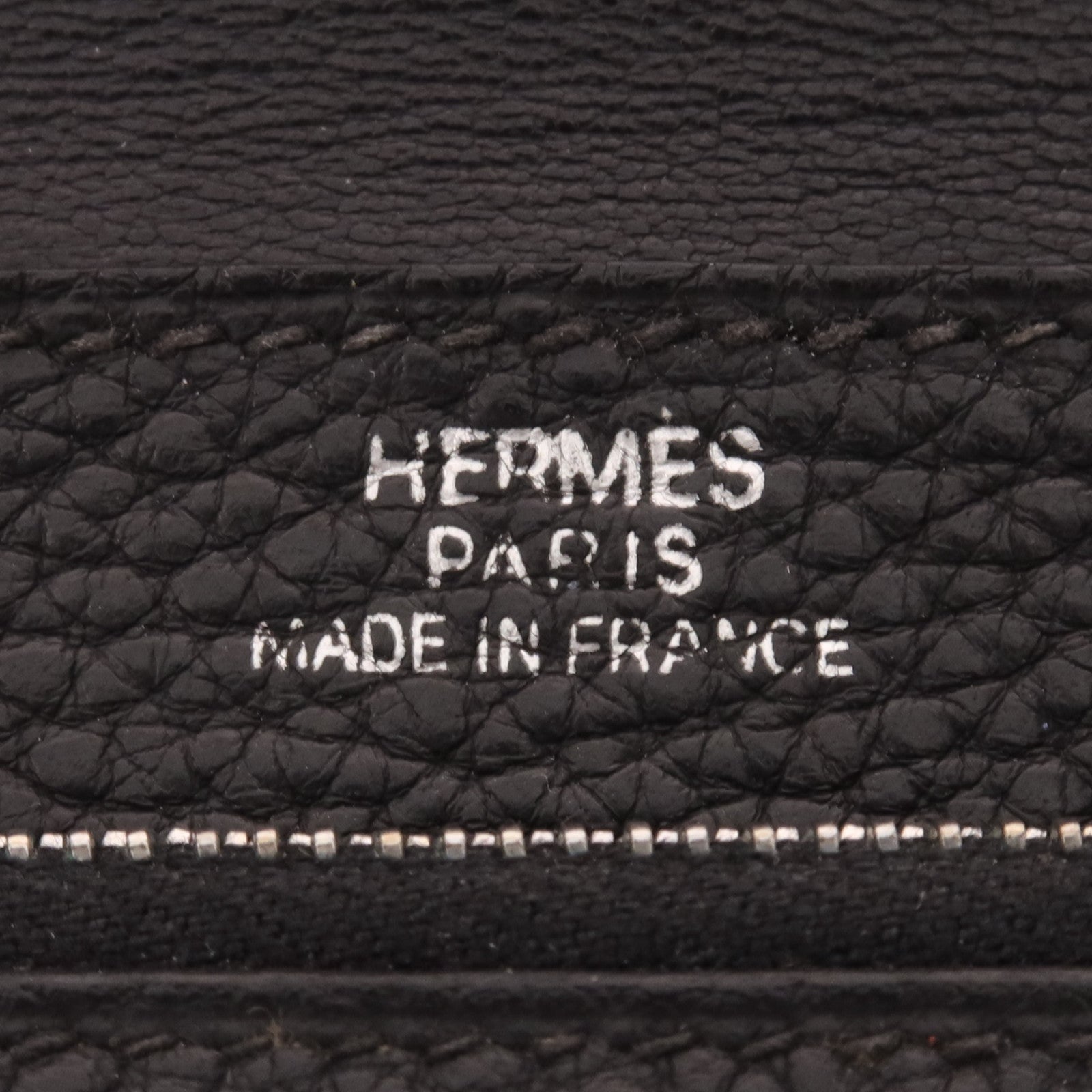 HERMES Togo皮革Dogon Compact銀扣錢包Noir