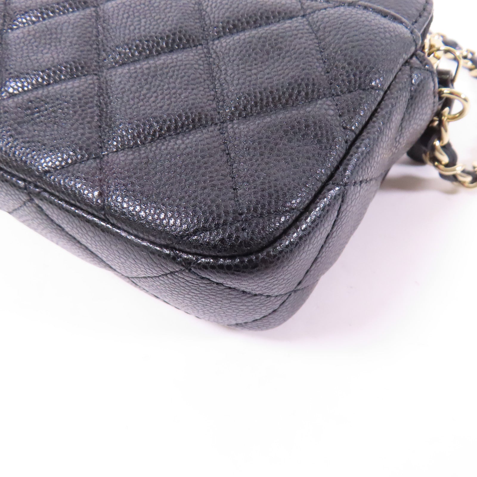 CHANEL 牛皮皮革Chain Shoulder金扣鏈帶肩背袋