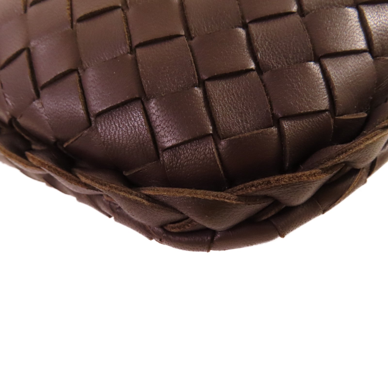 BOTTEGA VENETA 織紋皮革Handbag金扣手挽袋啡色