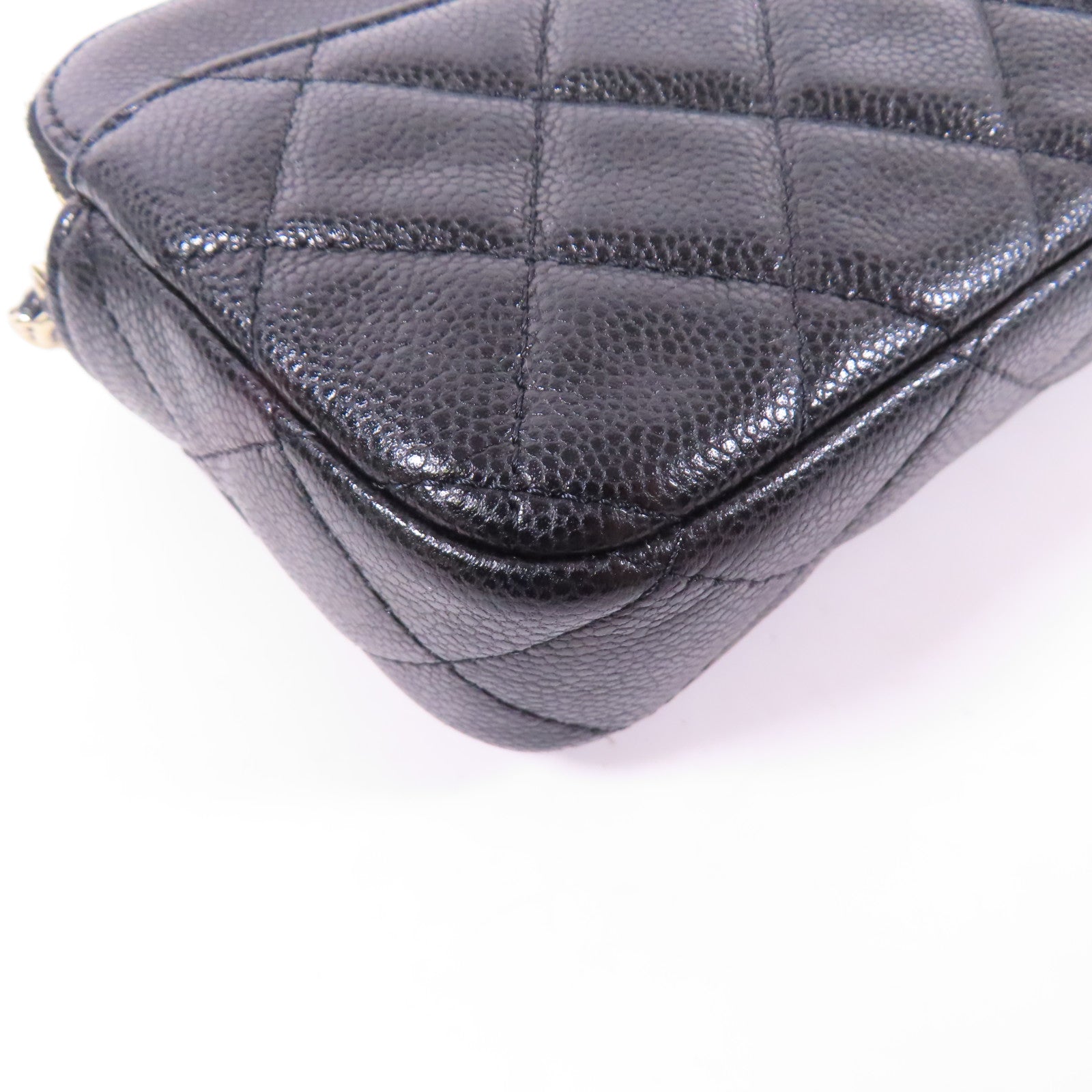 CHANEL 牛皮皮革Chain Shoulder金扣鏈帶肩背袋