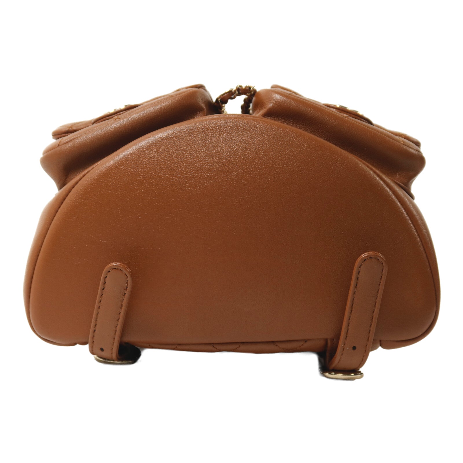 CHANEL 牛皮皮革Backpack金扣鏈帶背包