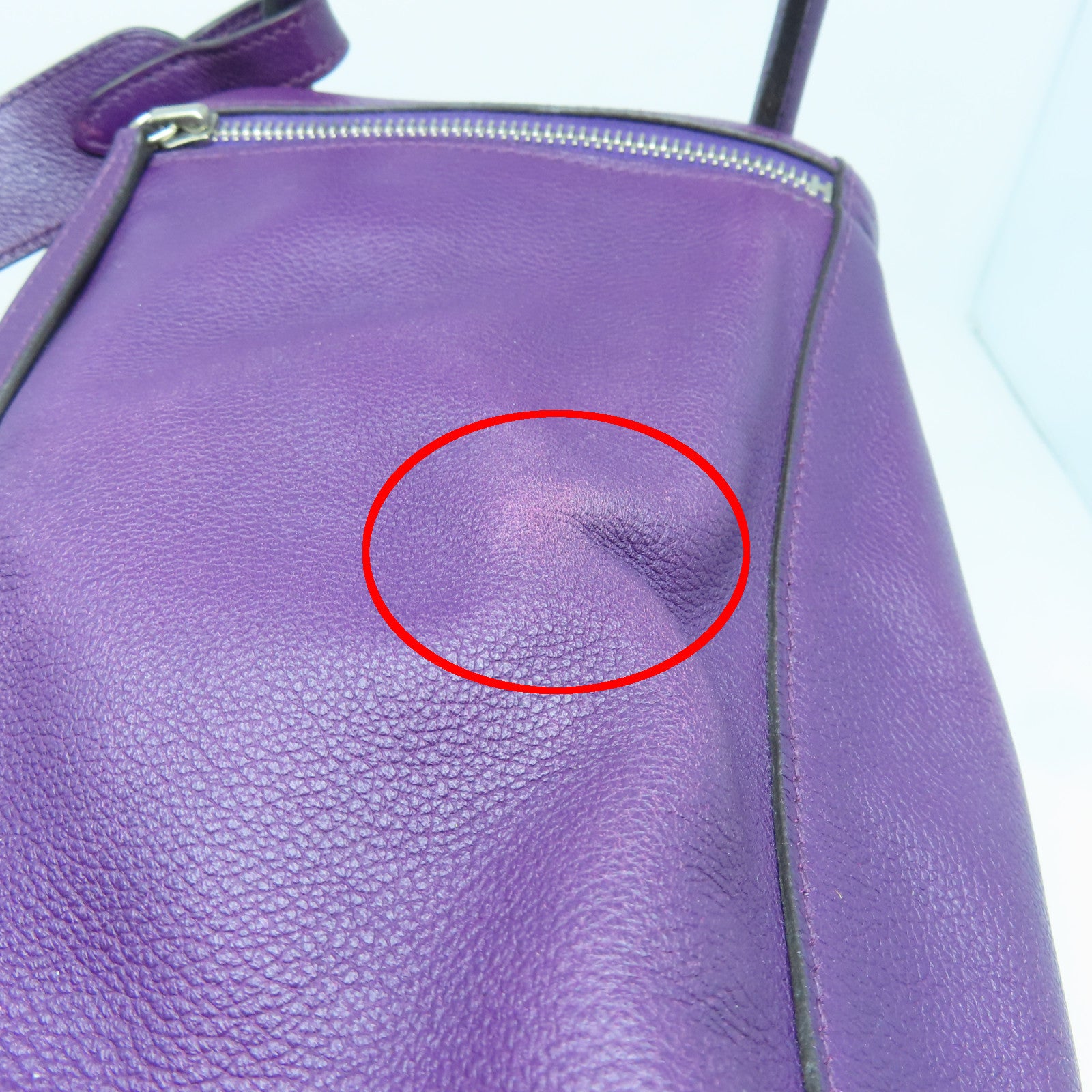 HERMES Evercolor Leather Lindy 30 Silver Buckle Handle Shoulder Backpack Alligator Purple