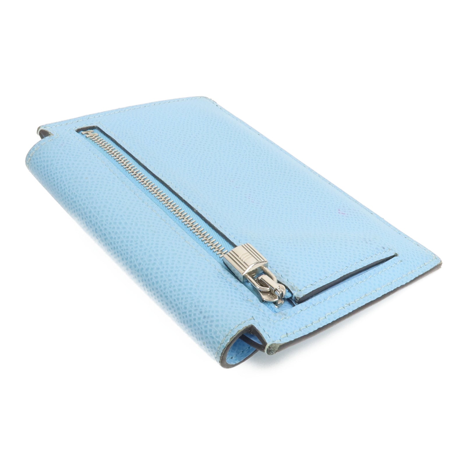 HERMES Epsom皮革Kelly Pocket Compact Wallet錢包Celeste