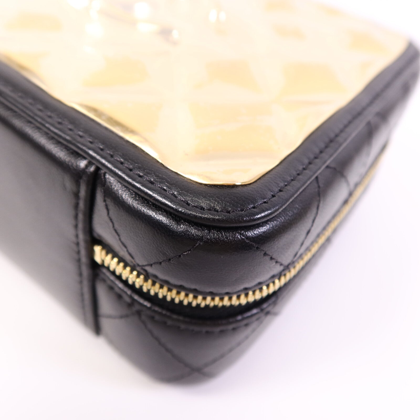 CHANEL 羊皮皮革Vanity Case金扣鏈帶手挽肩背兩用袋