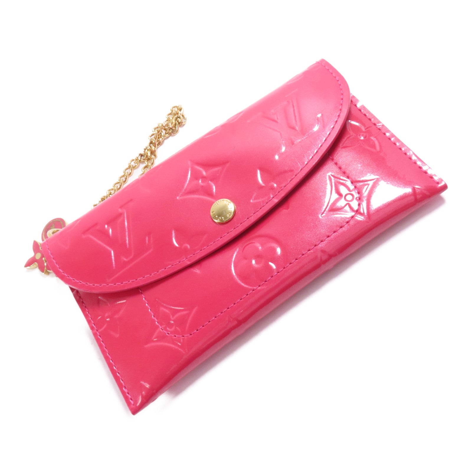 LOUIS VUITTON Vernis Card Case金扣卡片套粉紅色