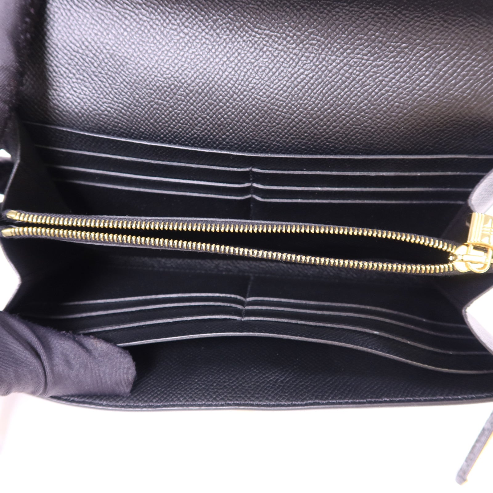 HERMES Epsom皮革Kelly Wallet金扣長錢包Noir