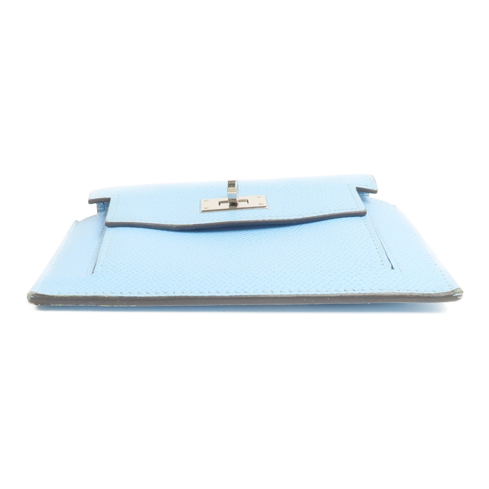 HERMES Epsom皮革Kelly Pocket Compact Wallet錢包Celeste