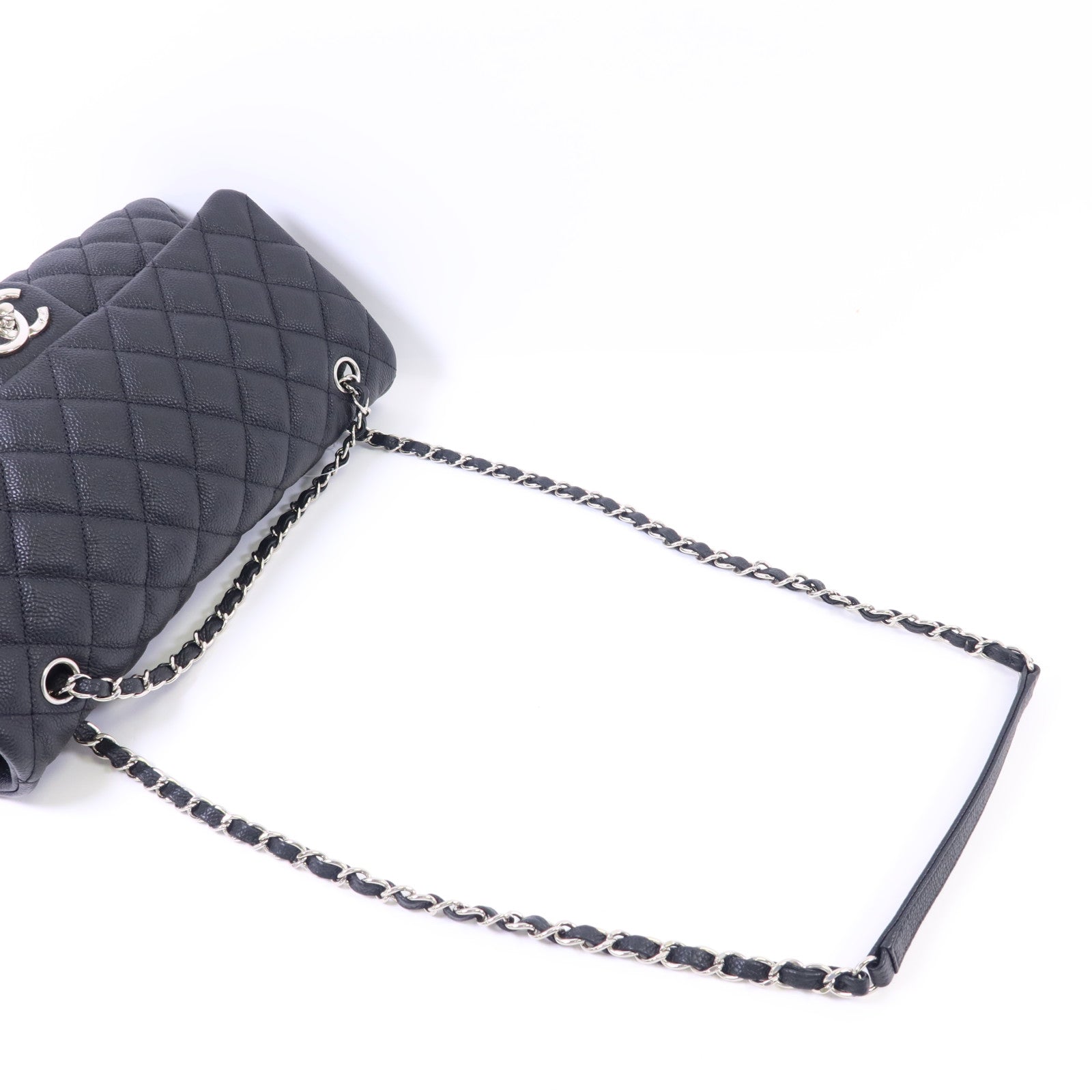 CHANEL 牛皮皮革Chain Shoulder Bag銀扣鏈帶肩背袋