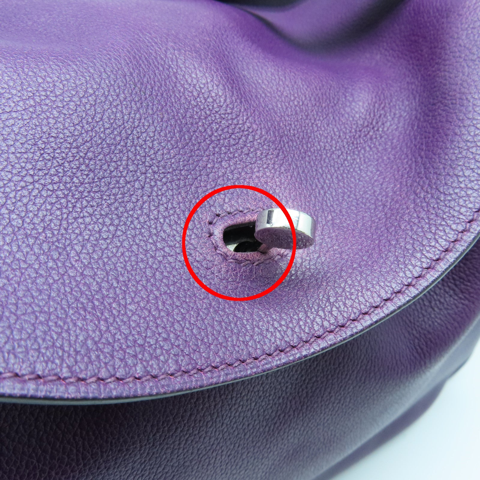 HERMES Evercolor Leather Lindy 30 Silver Buckle Handle Shoulder Backpack Alligator Purple