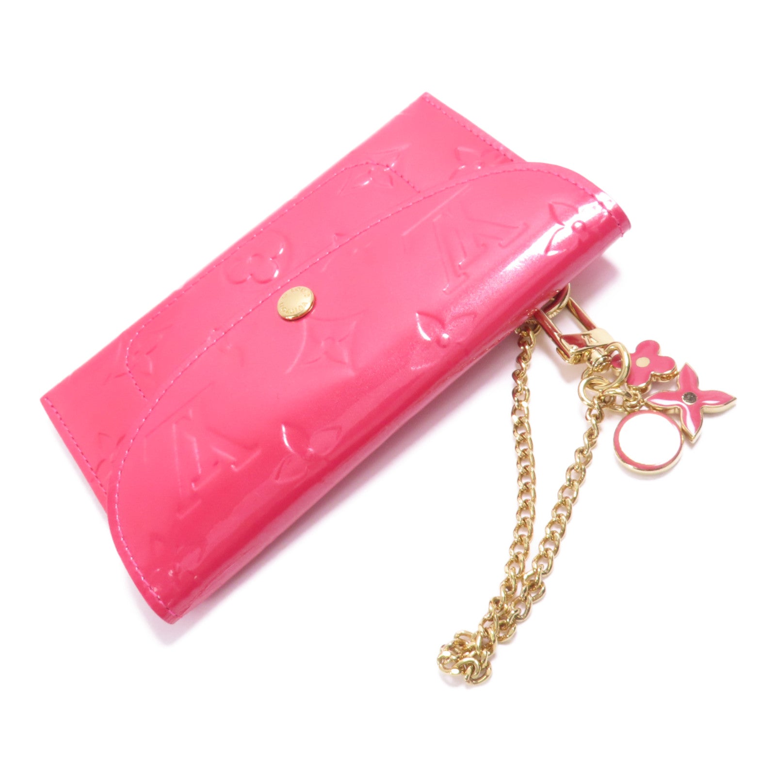 LOUIS VUITTON Vernis Card Case金扣卡片套粉紅色