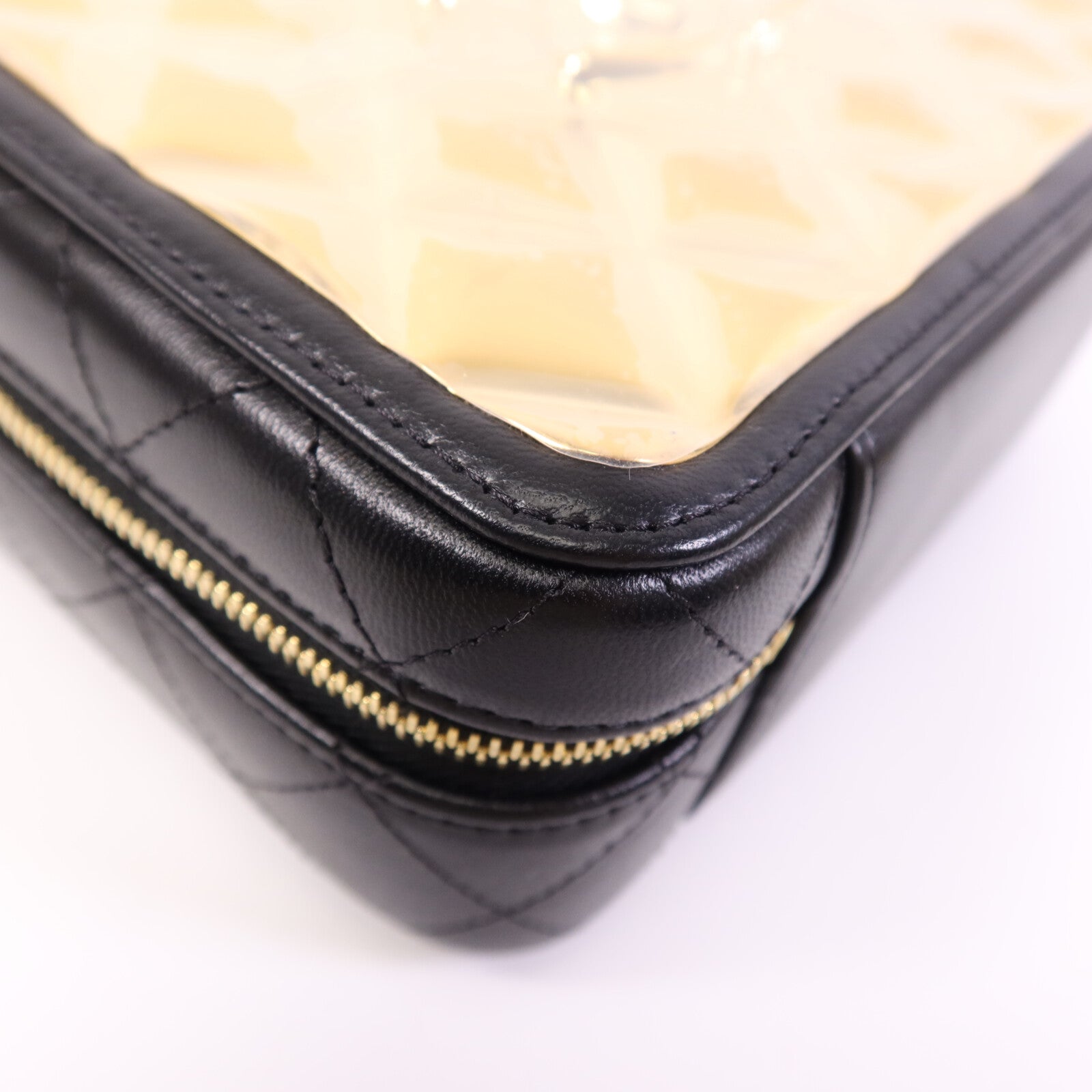 CHANEL 羊皮皮革Vanity Case金扣鏈帶手挽肩背兩用袋