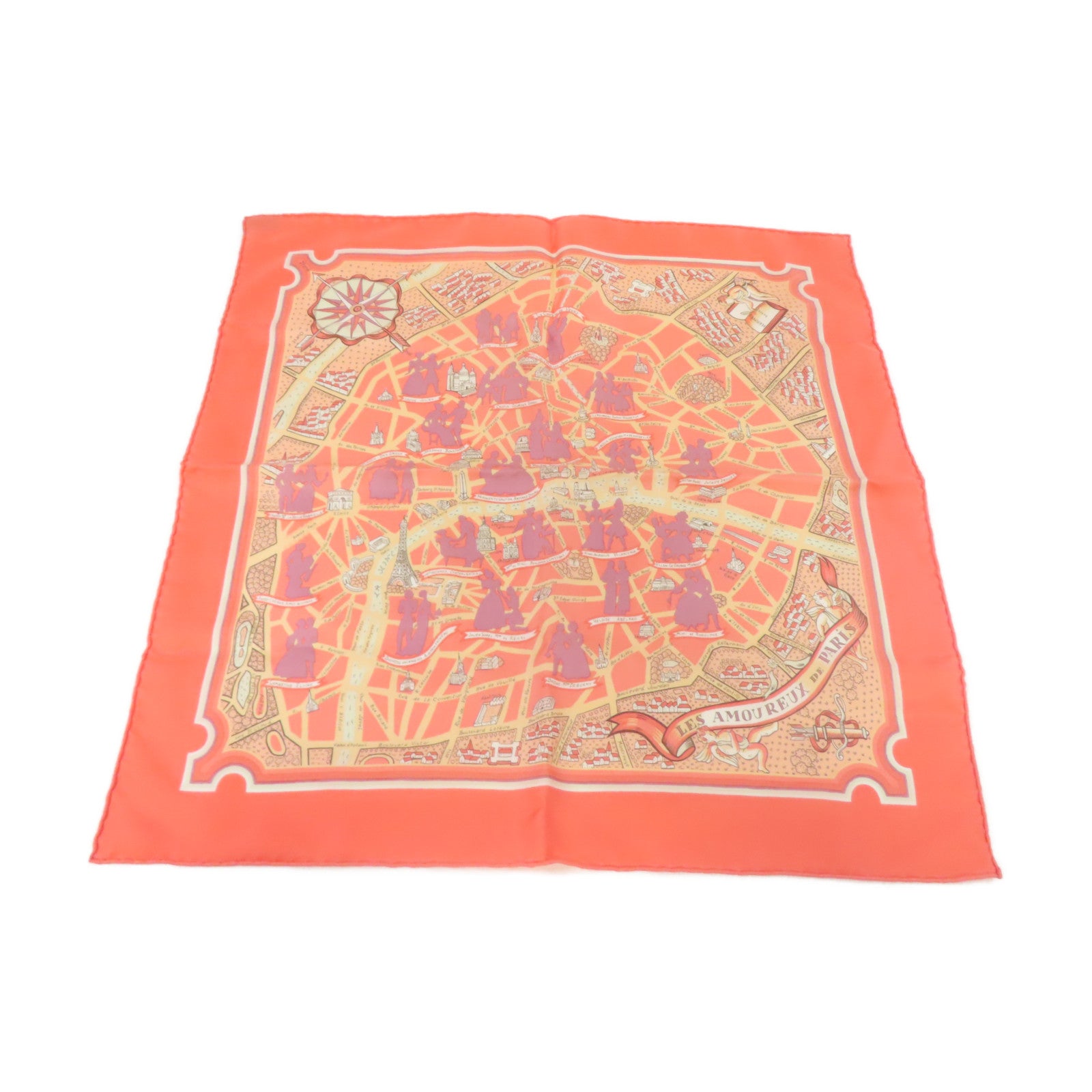 HERMES 【激減優惠】絲質Scarf絲巾橙紅色/橙色