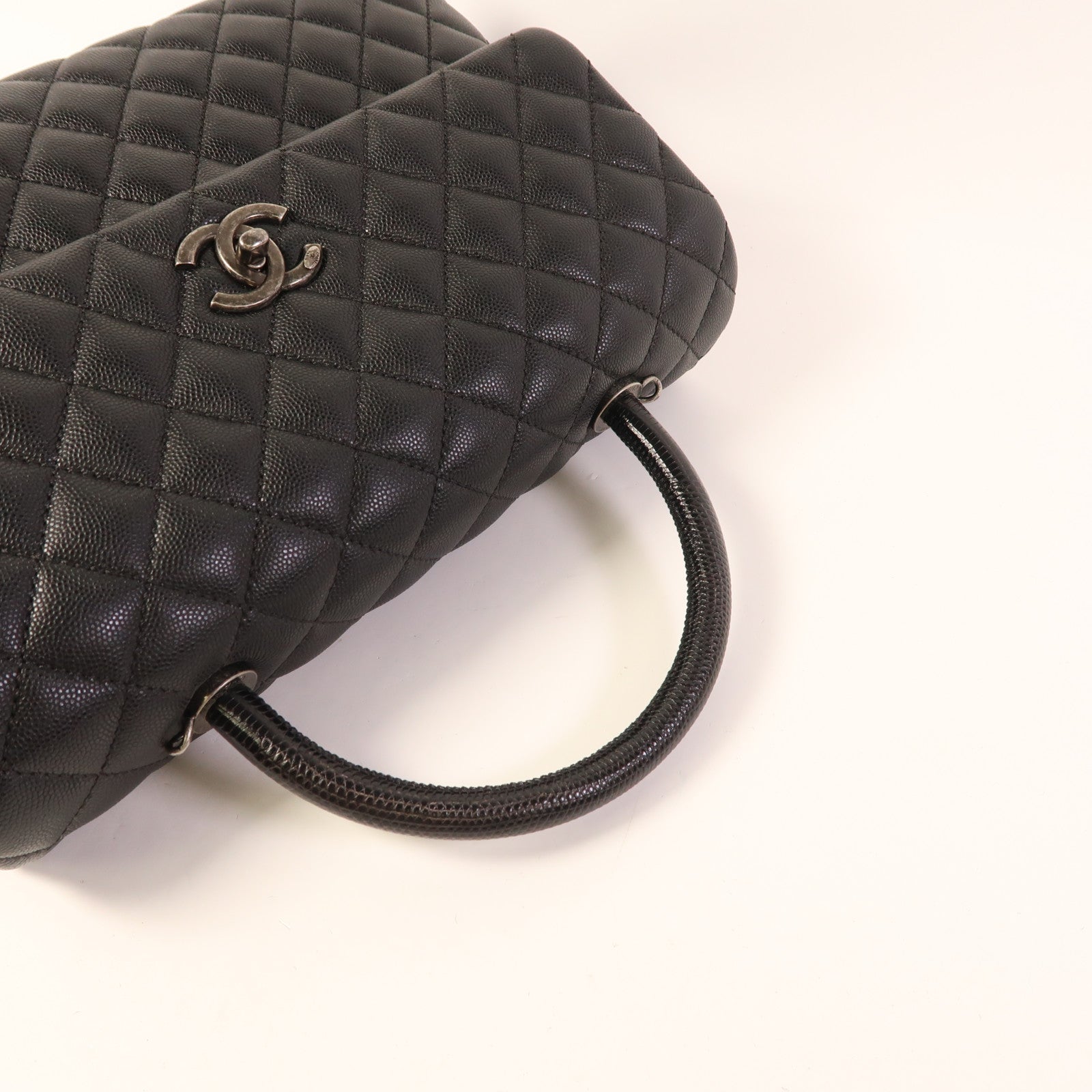 CHANEL 蜥蝪皮革/牛皮皮革Coco Handle手挽肩背兩用袋