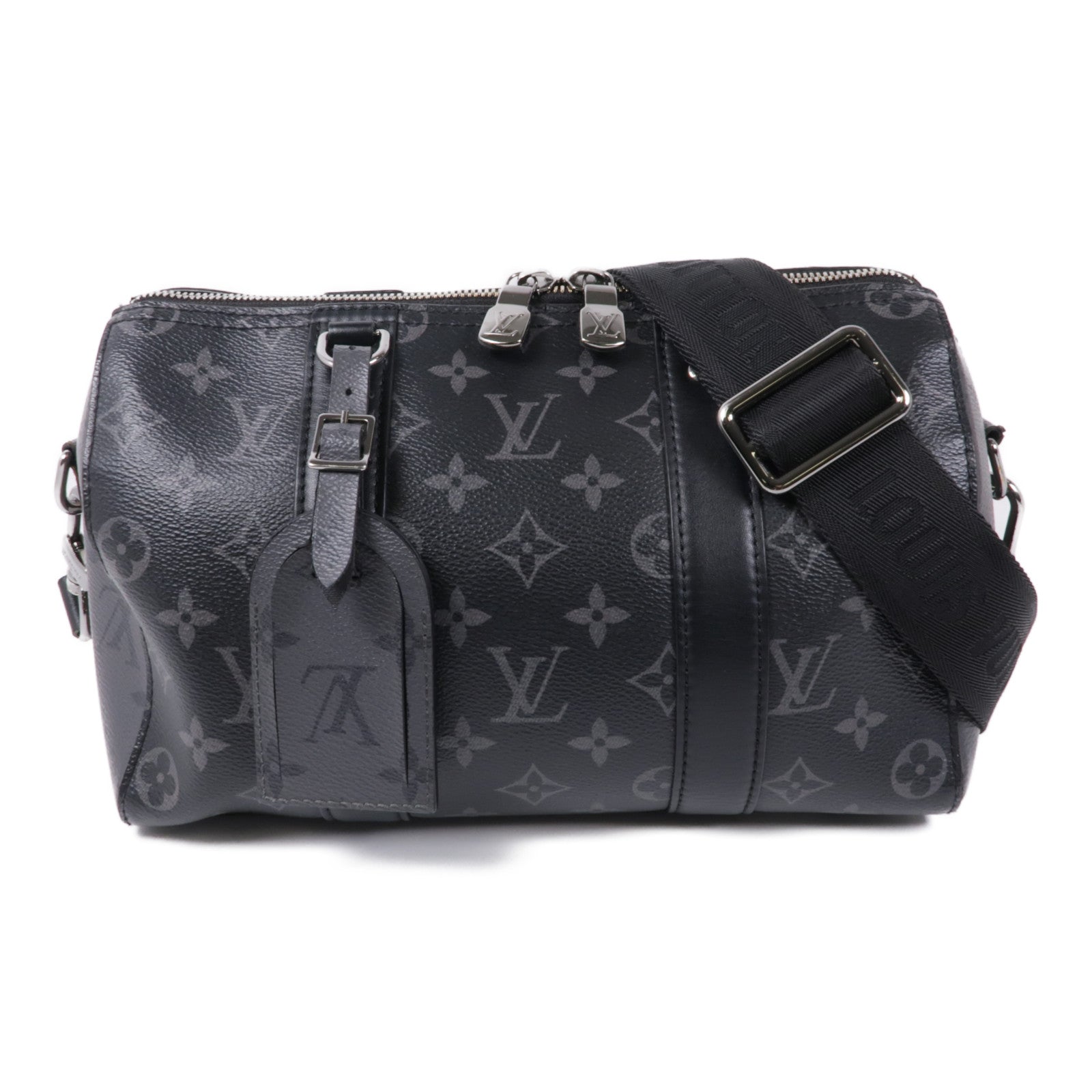 LOUIS VUITTON Monogram Eclipse City Keepall銀扣肩背袋