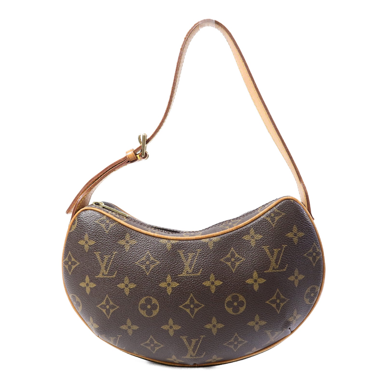 LOUIS VUITTON Monogram Pochette Croissant金扣肩背袋棕色