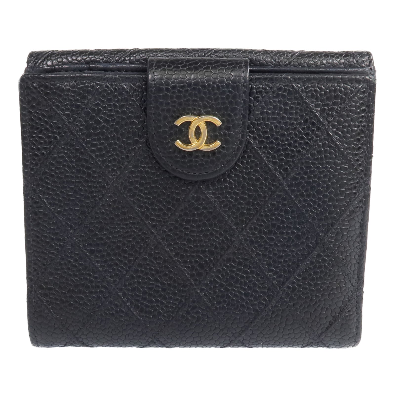 CHANEL 牛皮皮革Fold Wallet金扣錢包