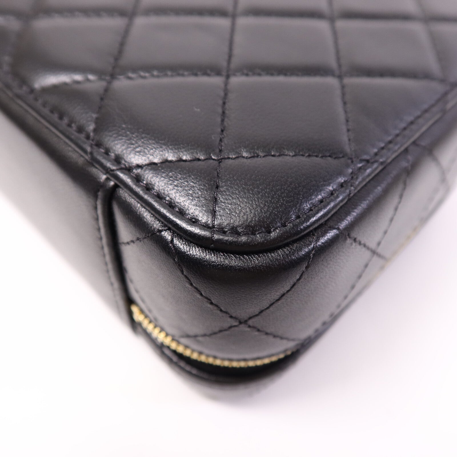 CHANEL 羊皮皮革Vanity Case金扣鏈帶手挽肩背兩用袋