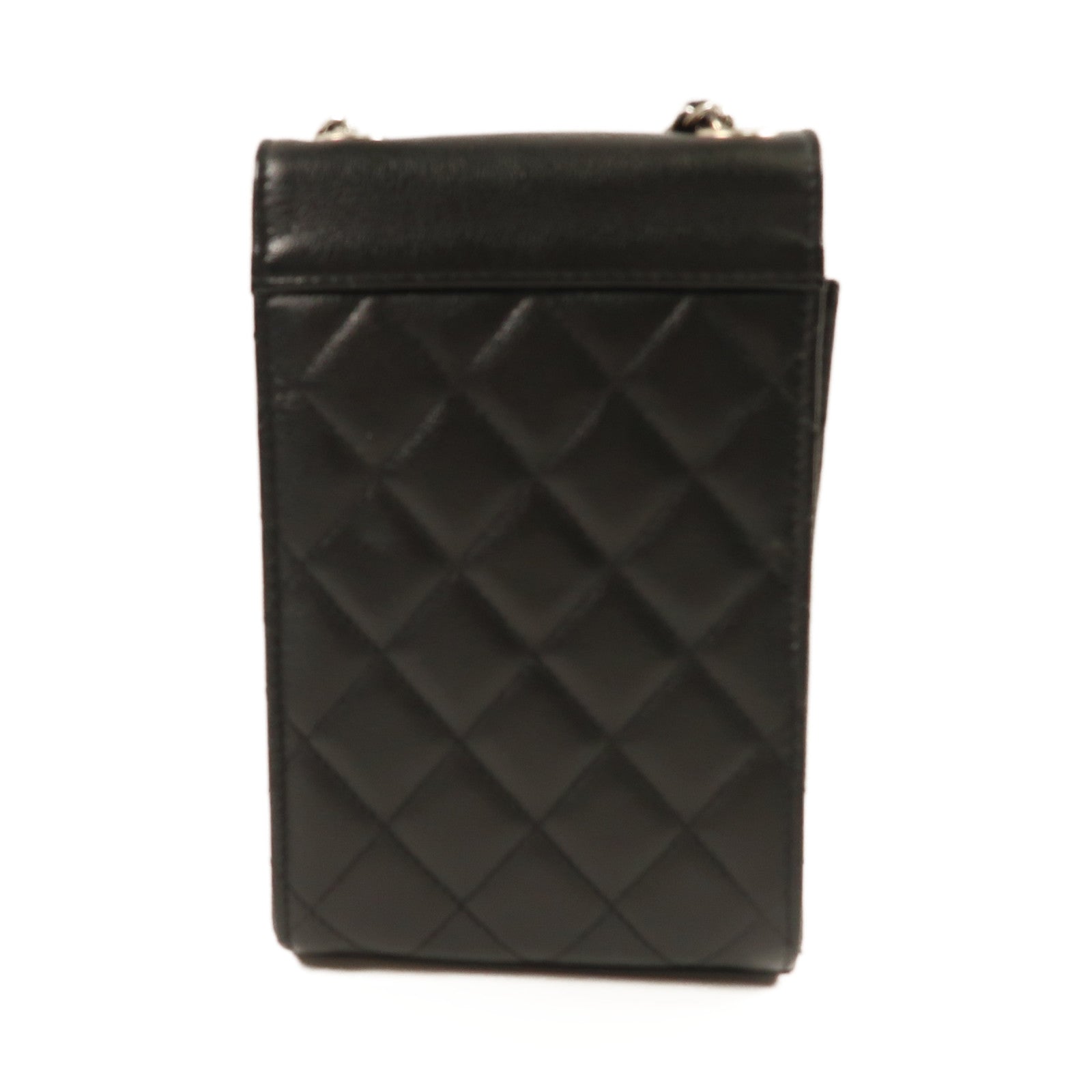 CHANEL 牛皮皮革Chain Shoulder銀扣鏈帶肩背袋黑色