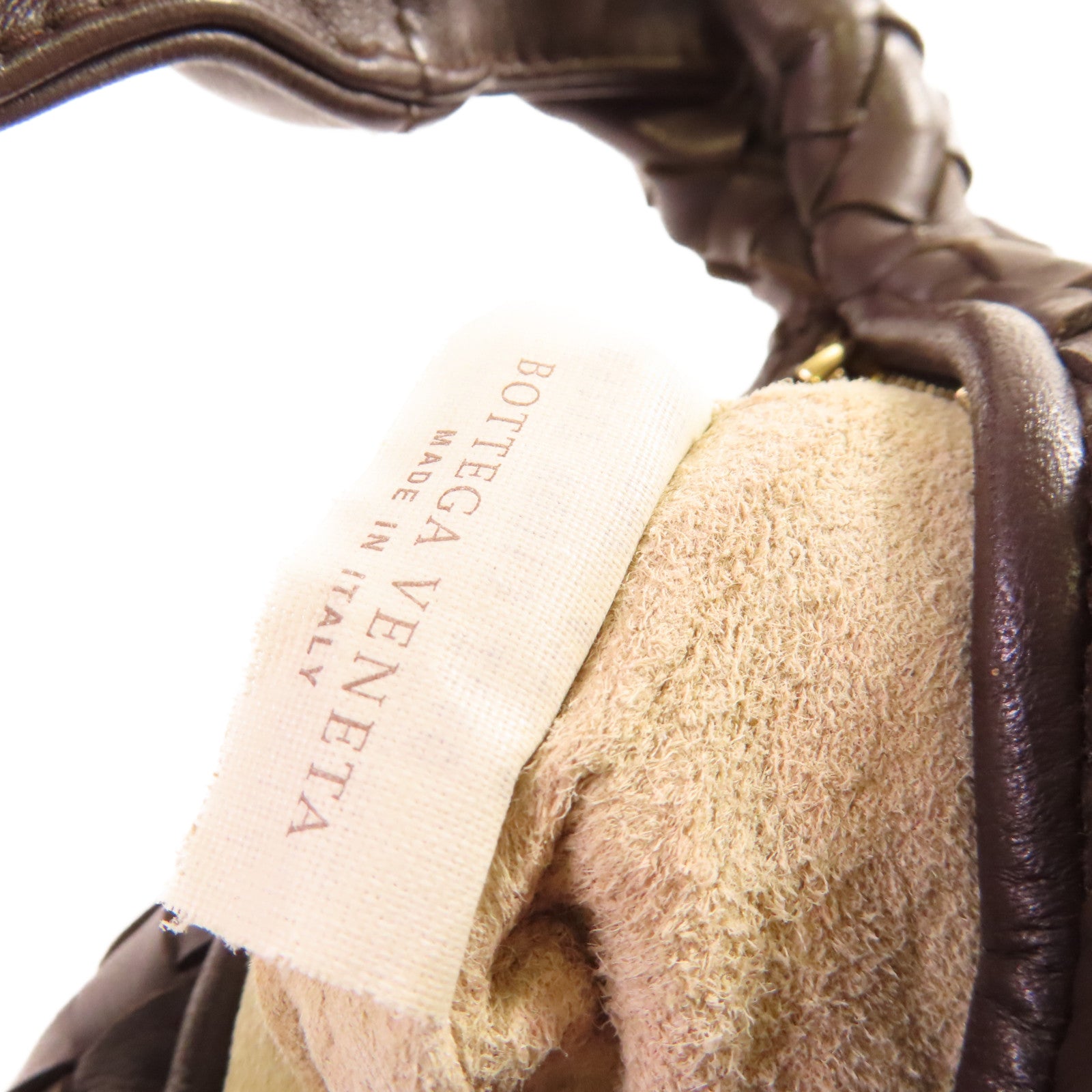 BOTTEGA VENETA 織紋皮革Handbag金扣手挽袋啡色