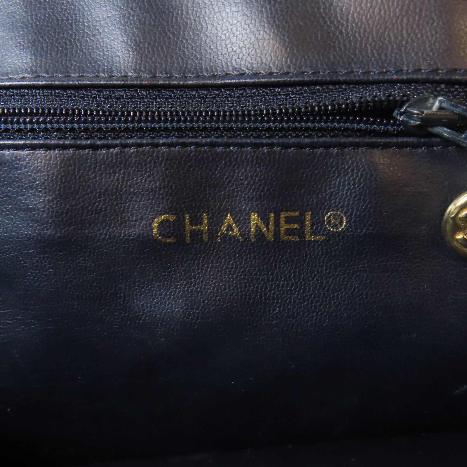 CHANEL 菱格羊皮皮革Chain Shoulder Bag金扣鏈帶肩背袋紅色/深藍色