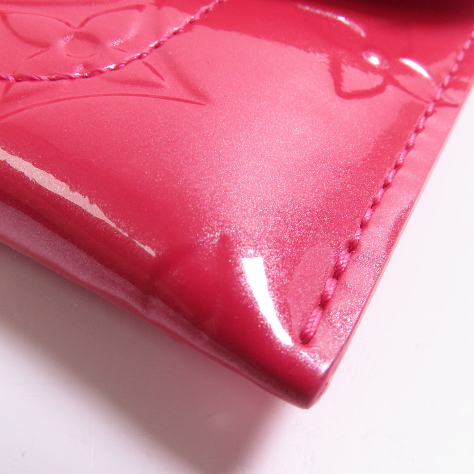 LOUIS VUITTON Vernis Card Case金扣卡片套粉紅色