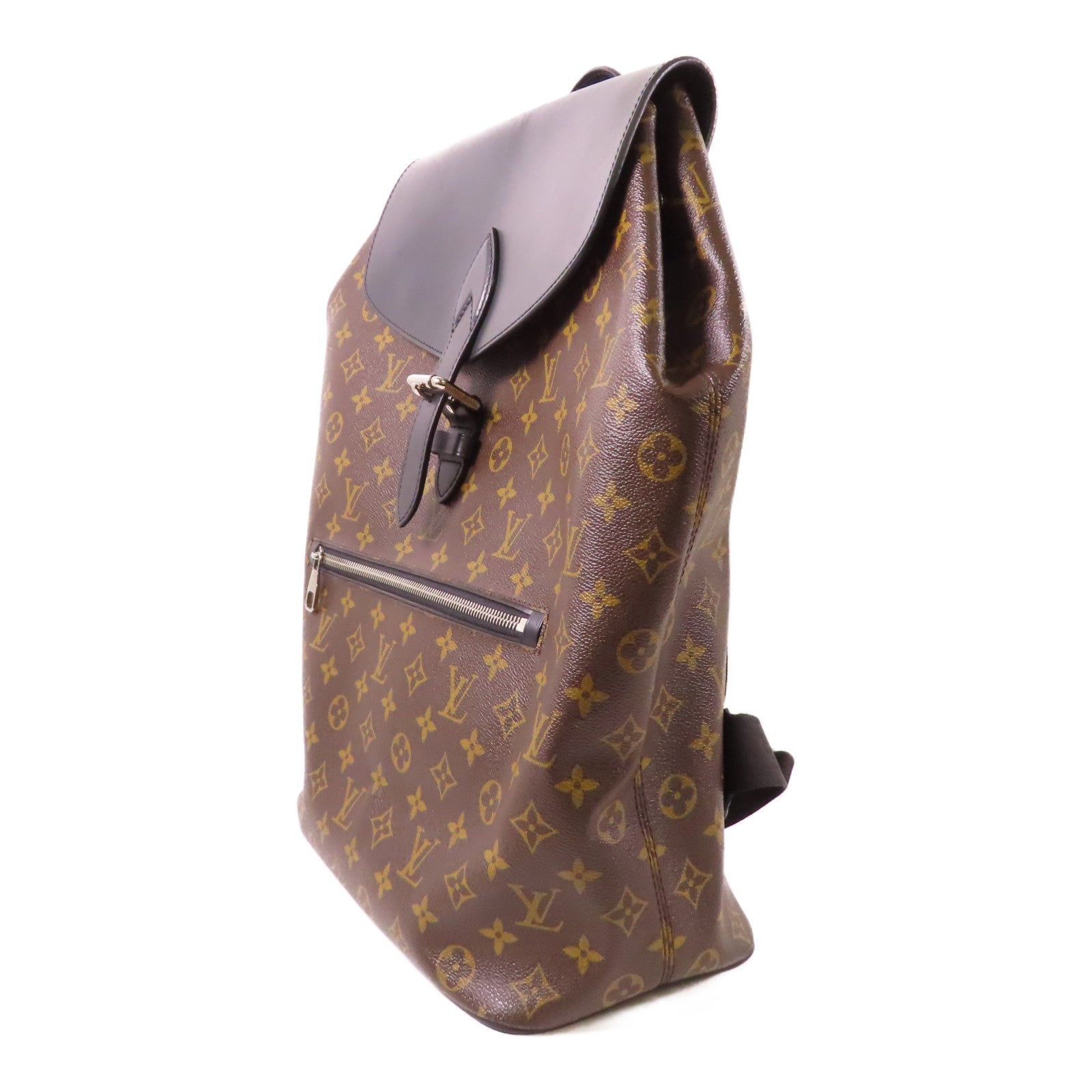 LOUIS VUITTON Monogram Macassar Parc銀扣背包啡色/黑色