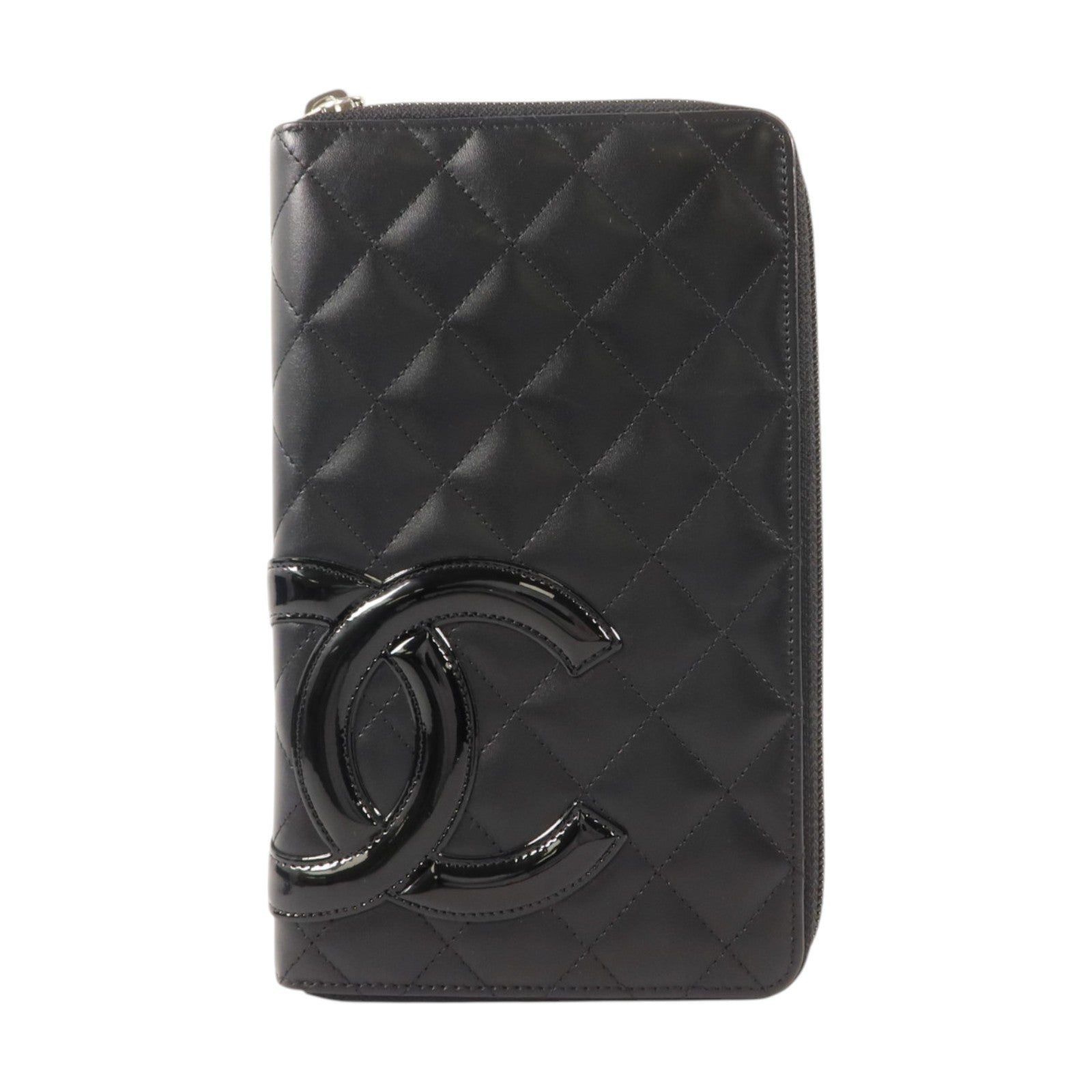 CHANEL 牛皮皮革Cambon Zipper Long Wallet銀扣長錢包