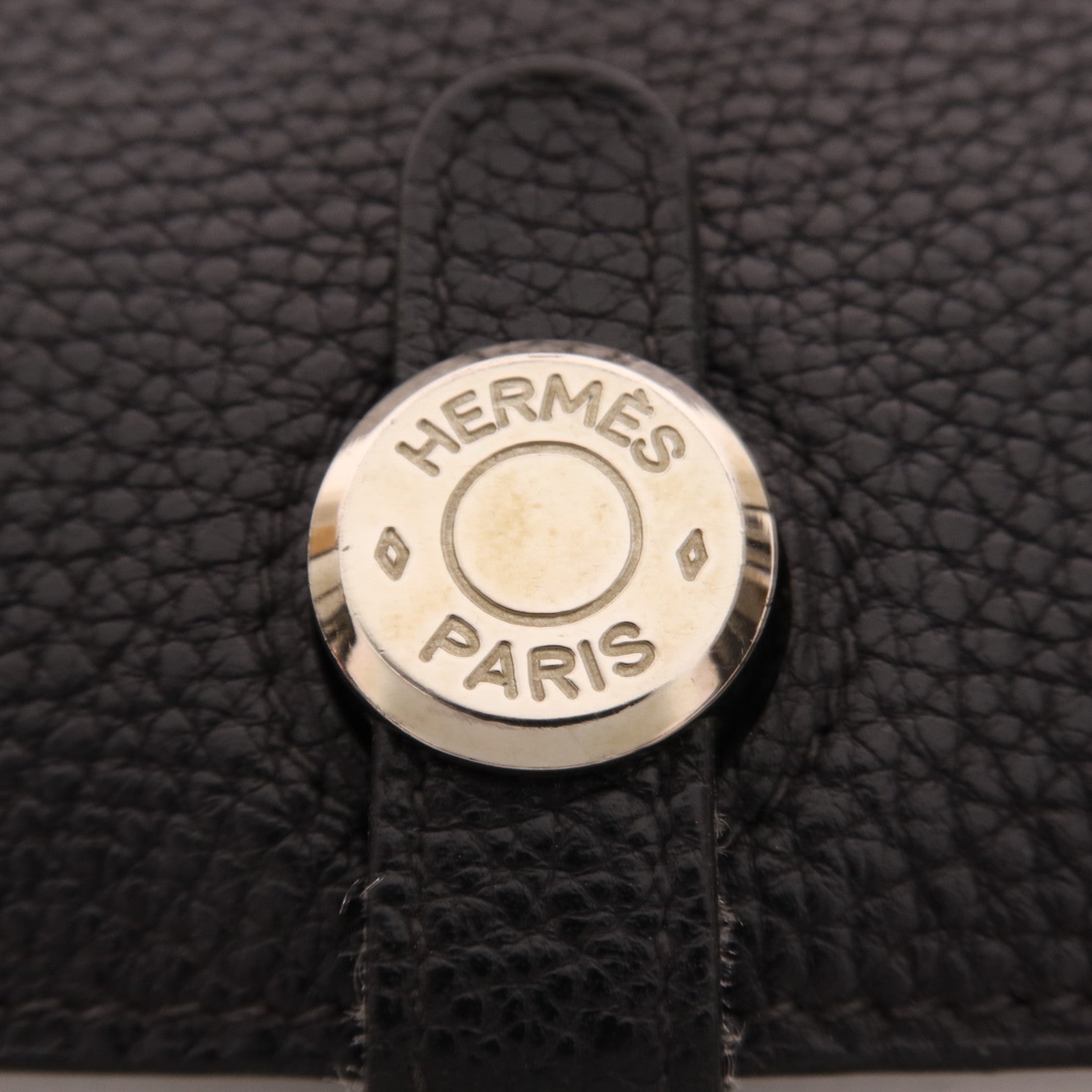 HERMES Togo皮革Dogon Compact銀扣錢包Noir