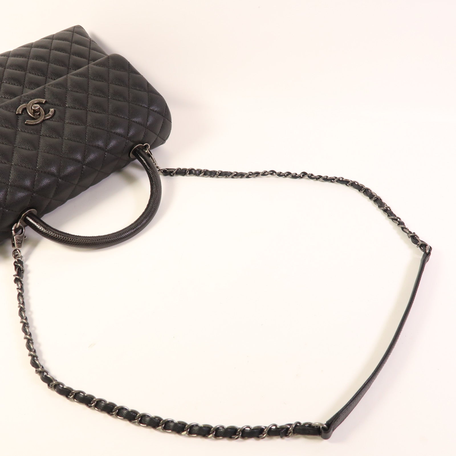 CHANEL 蜥蝪皮革/牛皮皮革Coco Handle手挽肩背兩用袋