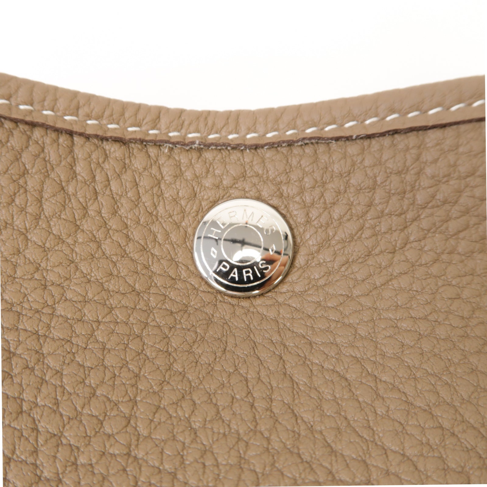 HERMES Negonda皮革Garden Party PM銀扣手挽袋Etoupe米灰色