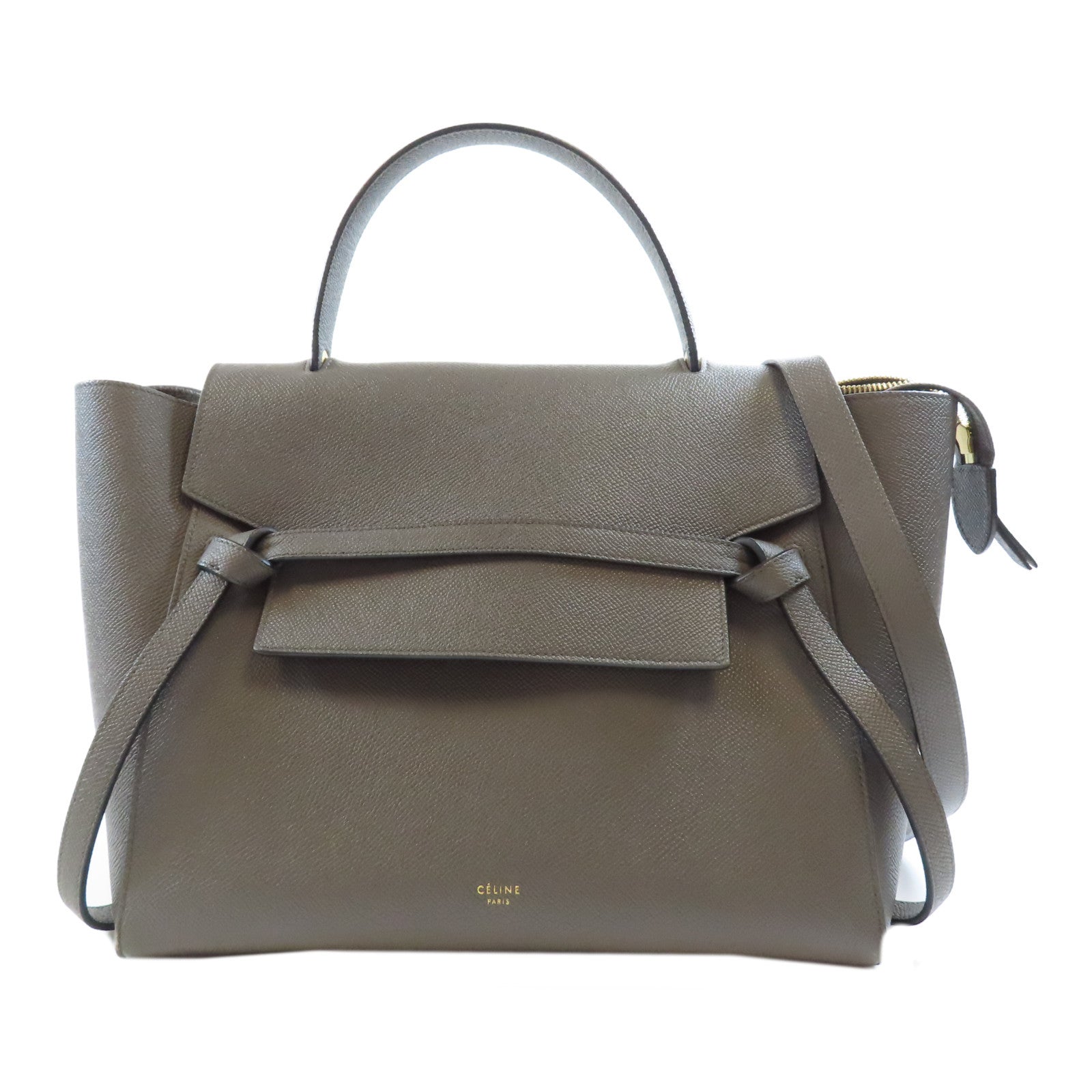 CELINE 牛皮皮革Belt Bag金扣手挽肩背兩用袋灰色