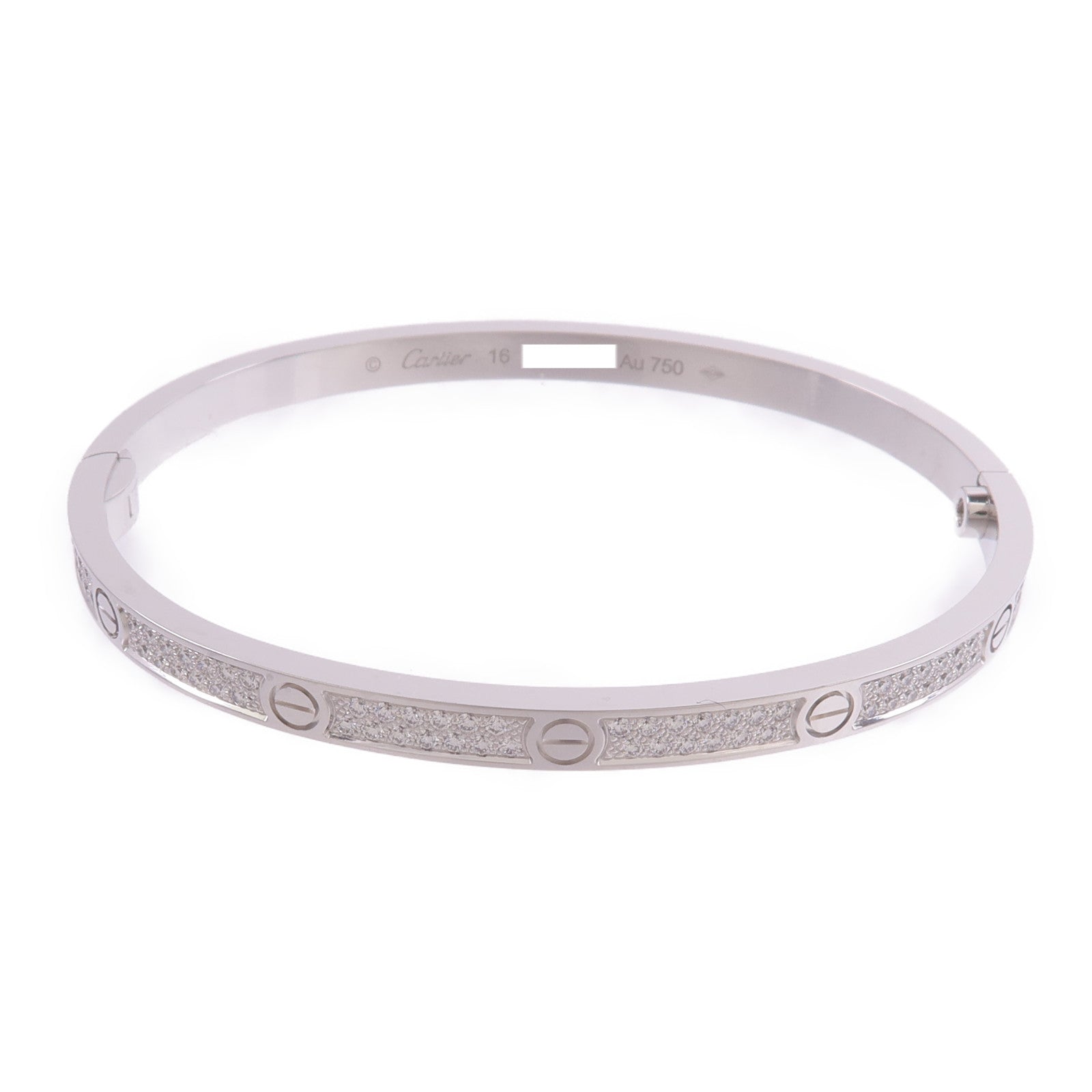 CARTIER 18K白金Love Bangle SM Paved鑽石手鐲