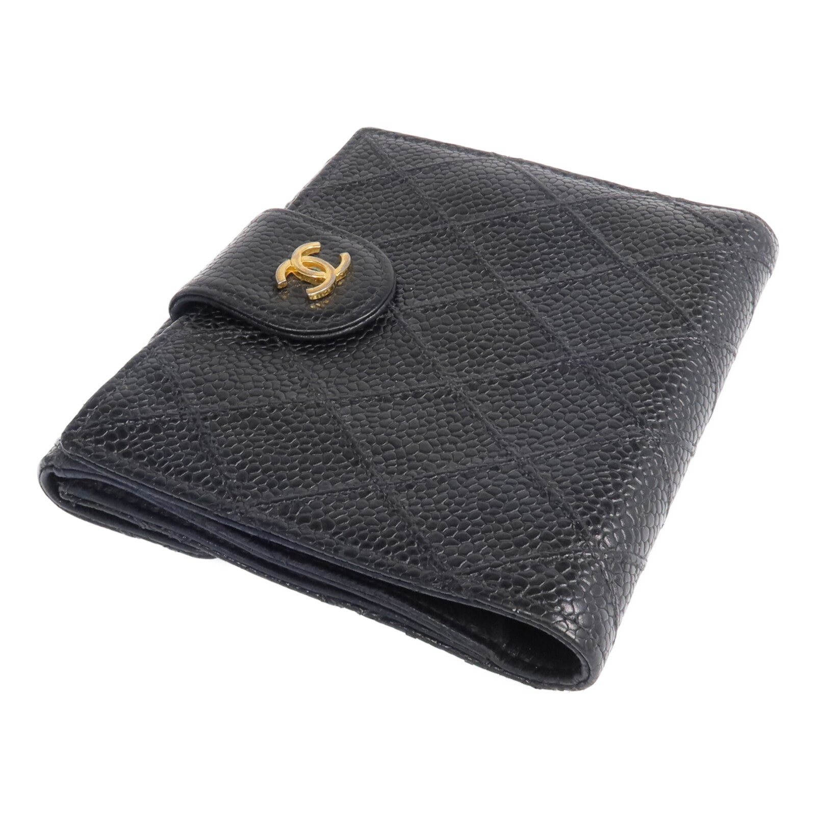 CHANEL 牛皮皮革Fold Wallet金扣錢包