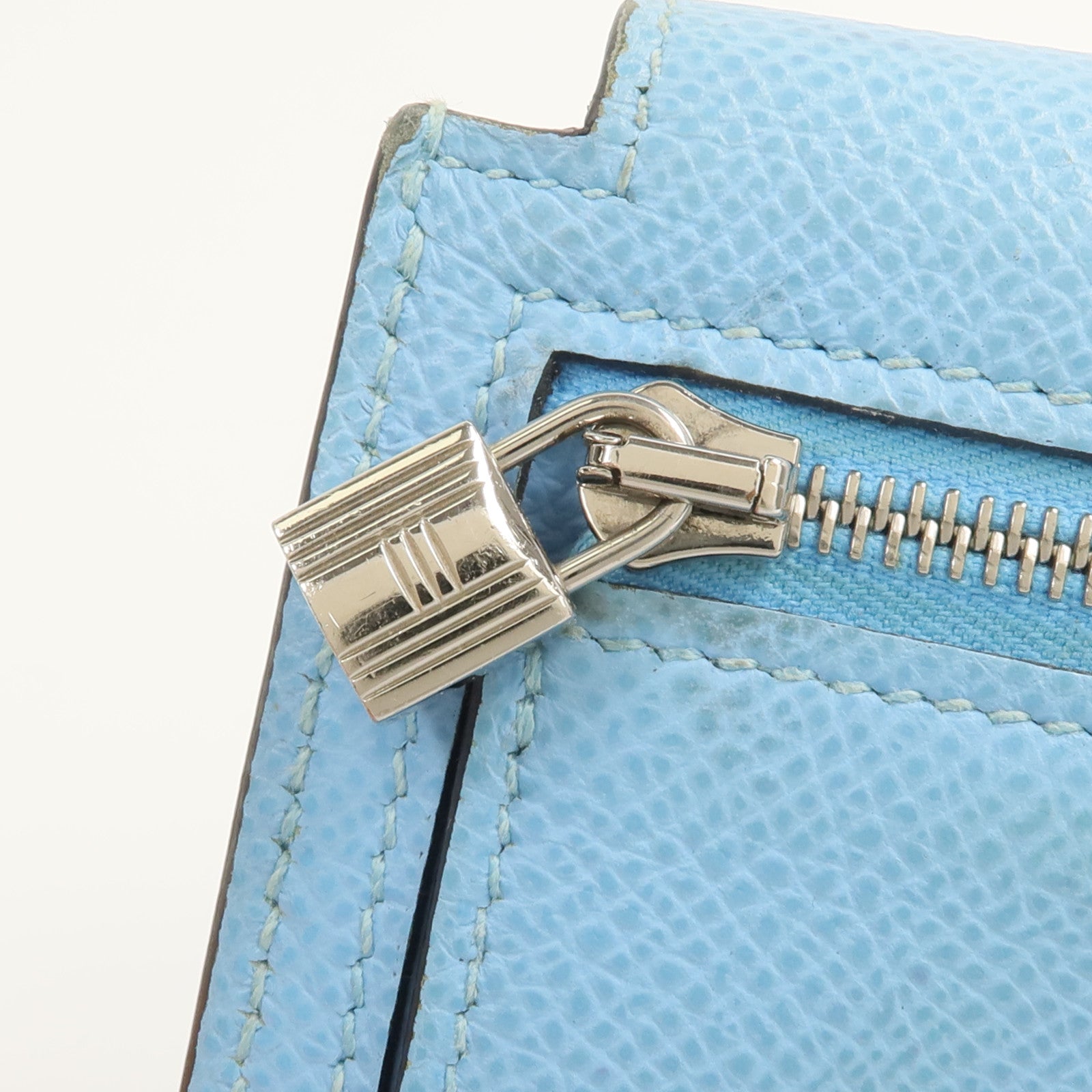 HERMES Epsom皮革Kelly Pocket Compact Wallet錢包Celeste