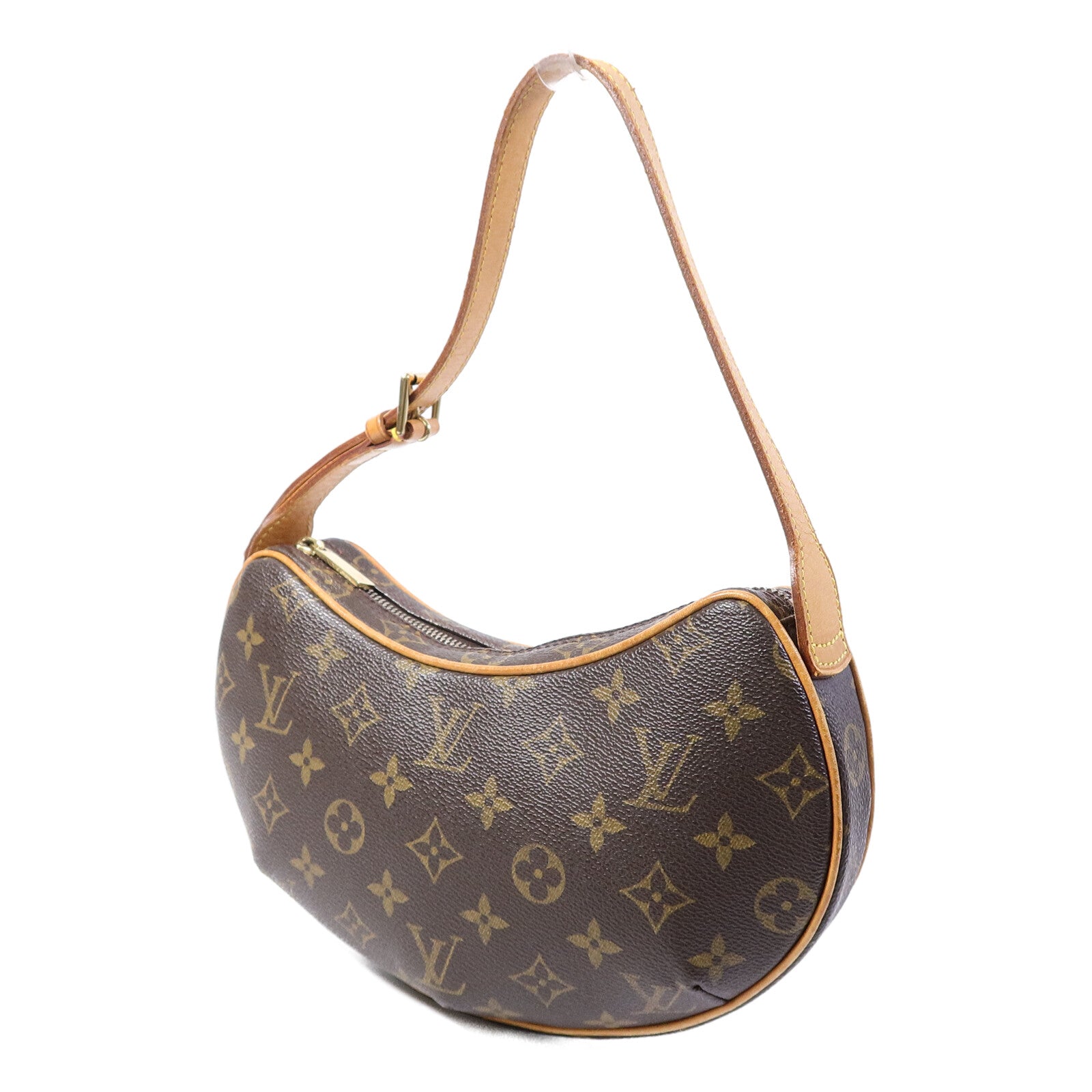 LOUIS VUITTON Monogram Pochette Croissant金扣肩背袋棕色