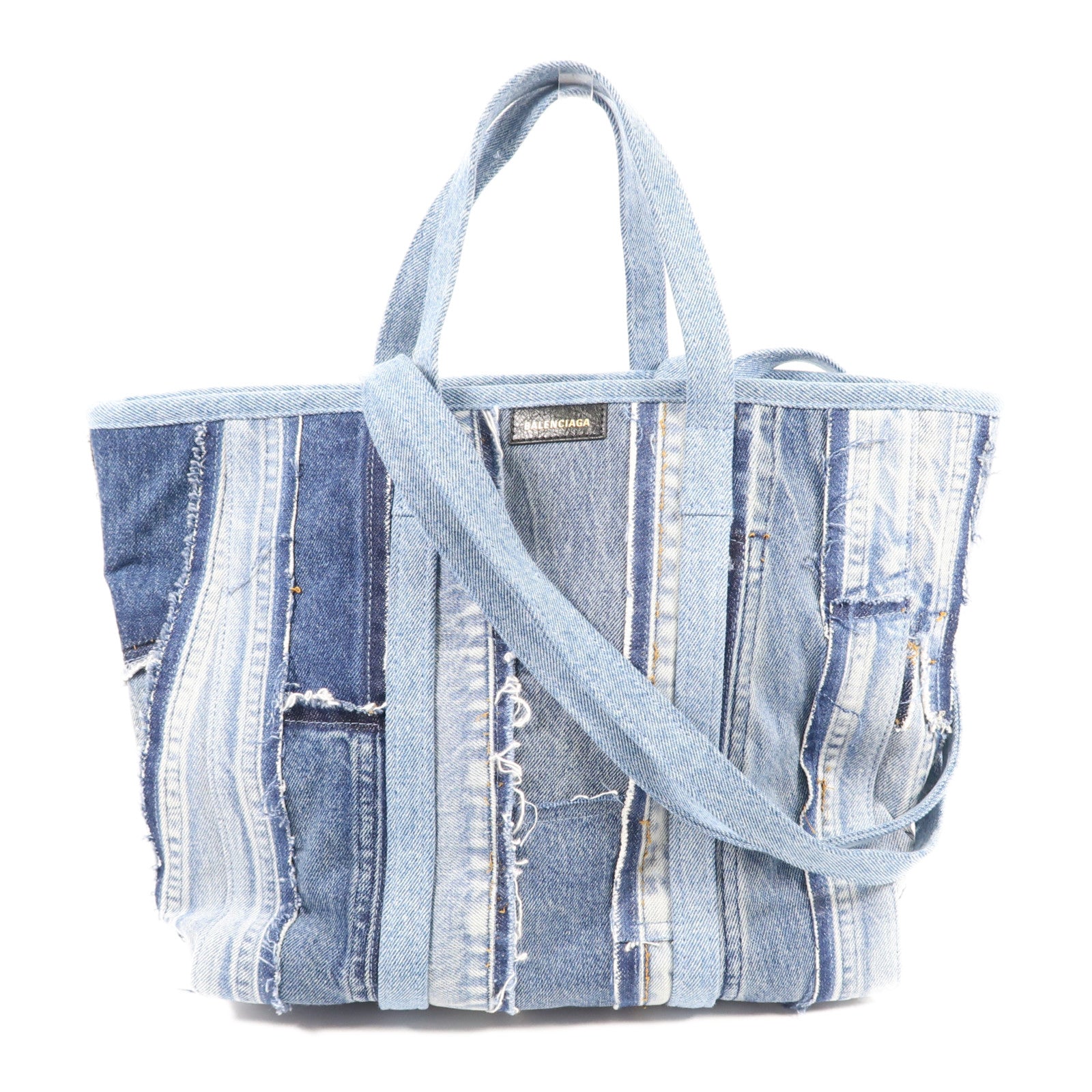 BALENCIAGA 牛仔布Barbes East-West Tote Bag銀扣手挽肩背兩用袋