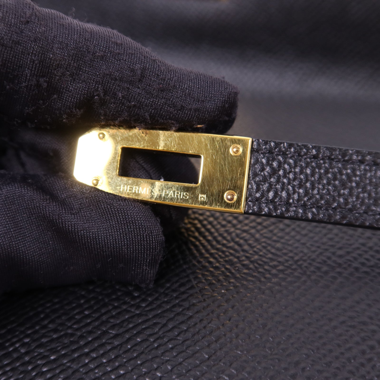 HERMES Epsom皮革Kelly Wallet金扣長錢包Noir