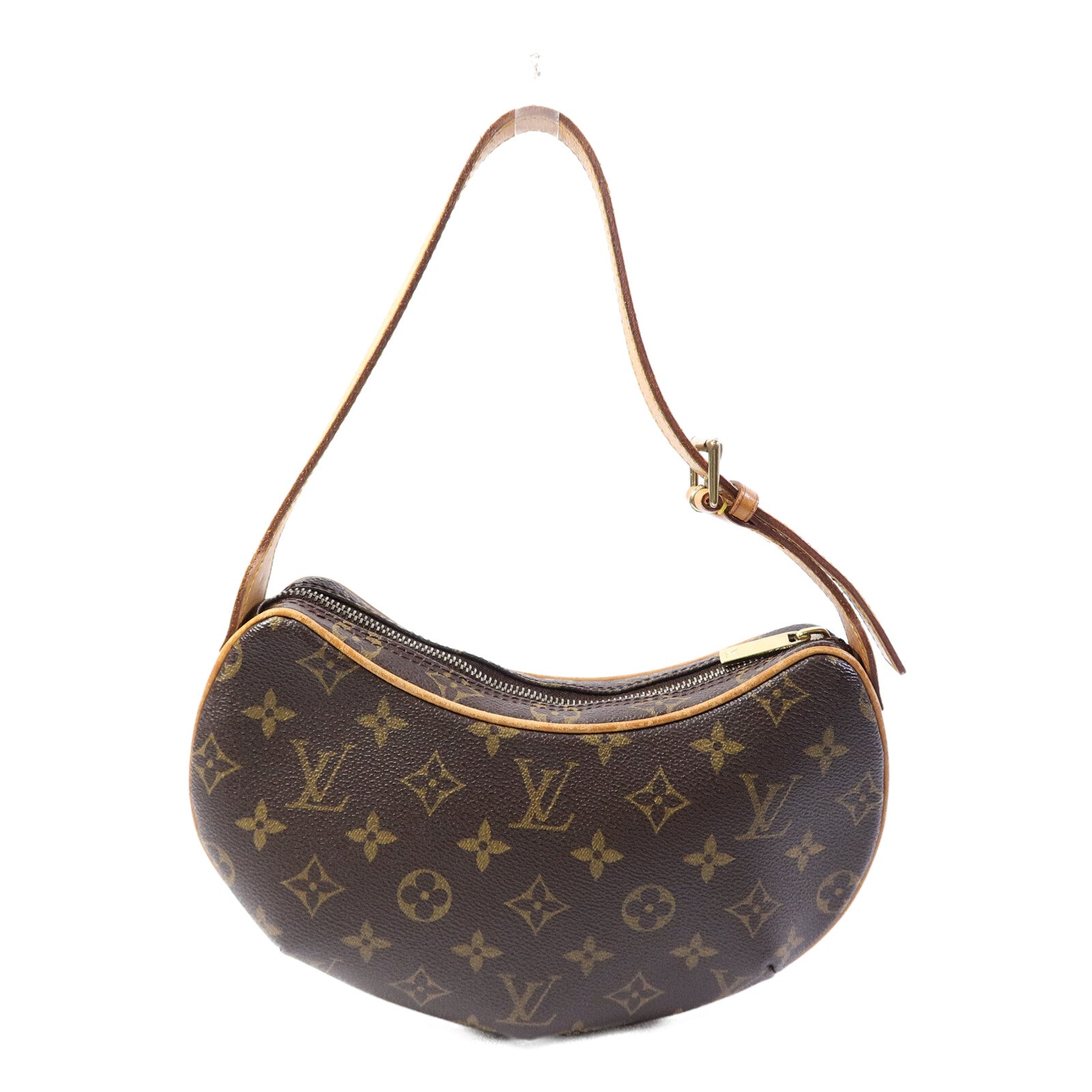 LOUIS VUITTON Monogram Pochette Croissant金扣肩背袋棕色