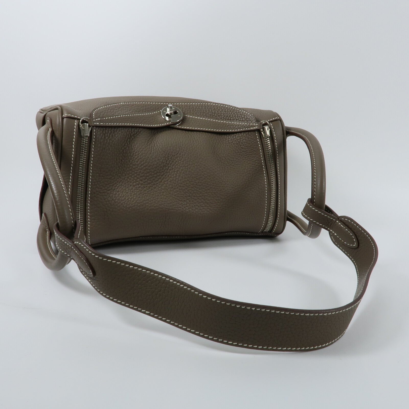 HERMES Clemence皮革Lindy 30手挽肩背兩用袋Etoupe