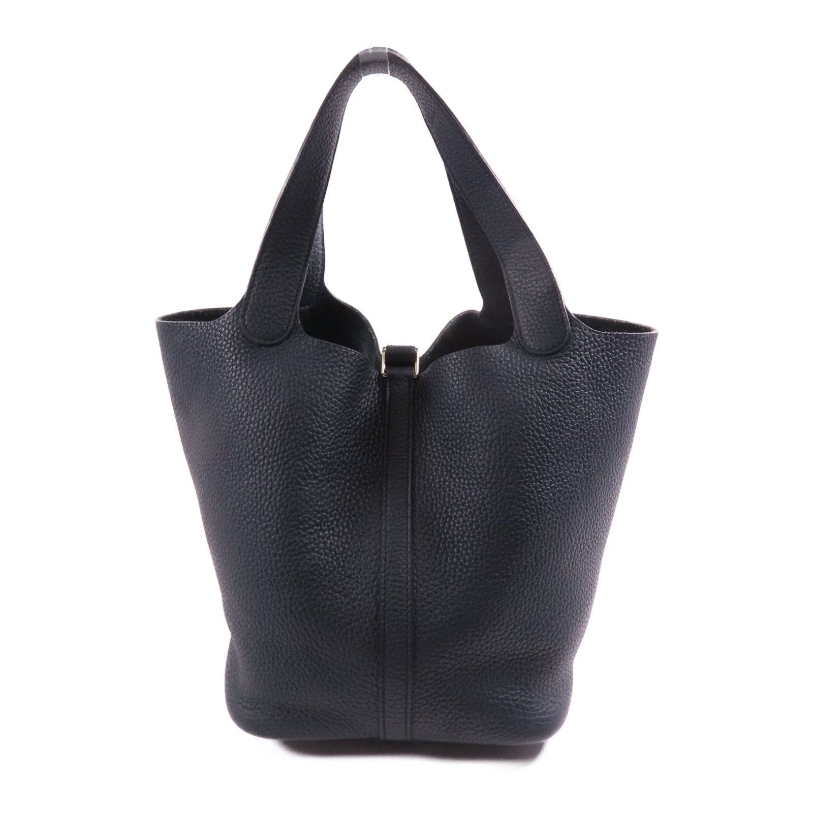 HERMES 【激減優惠】Clemence皮革Picotin MM銀扣手挽袋午夜藍色