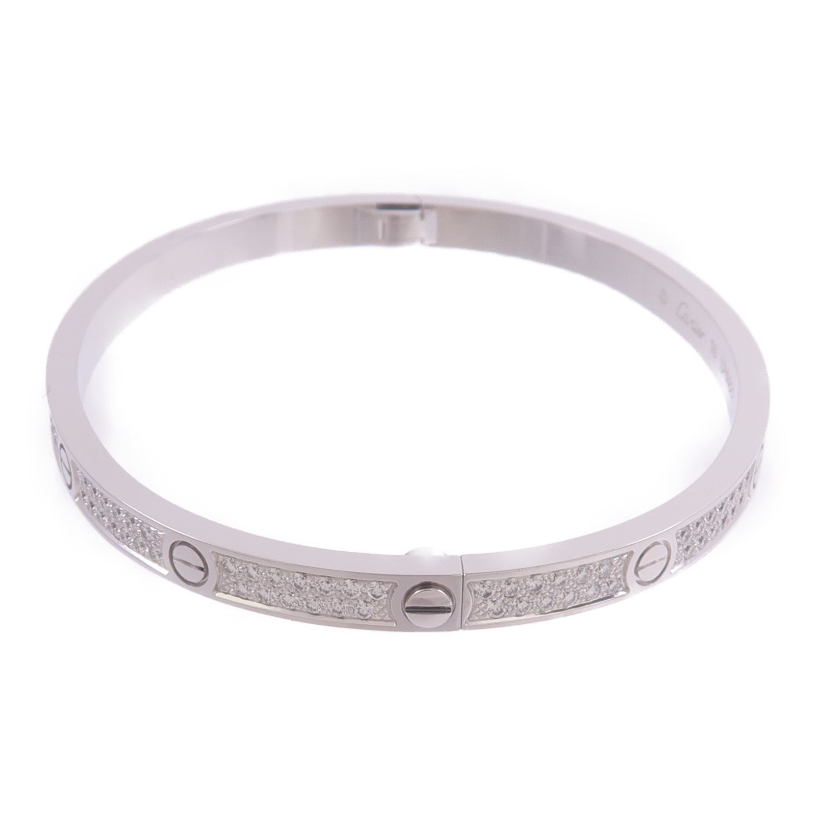 CARTIER 18K白金Love Bangle SM Paved鑽石手鐲
