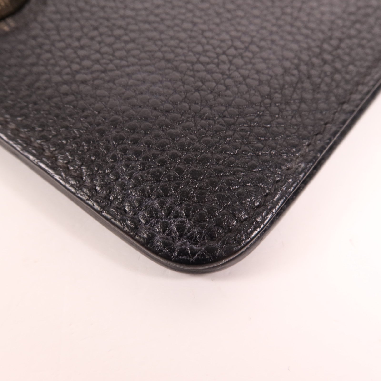 HERMES Togo皮革Dogon Compact銀扣錢包Noir