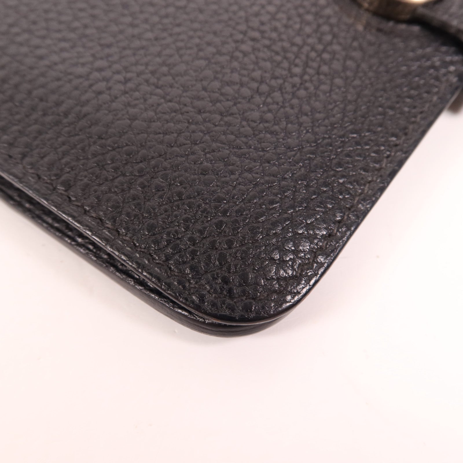 HERMES Togo皮革Dogon Compact銀扣錢包Noir