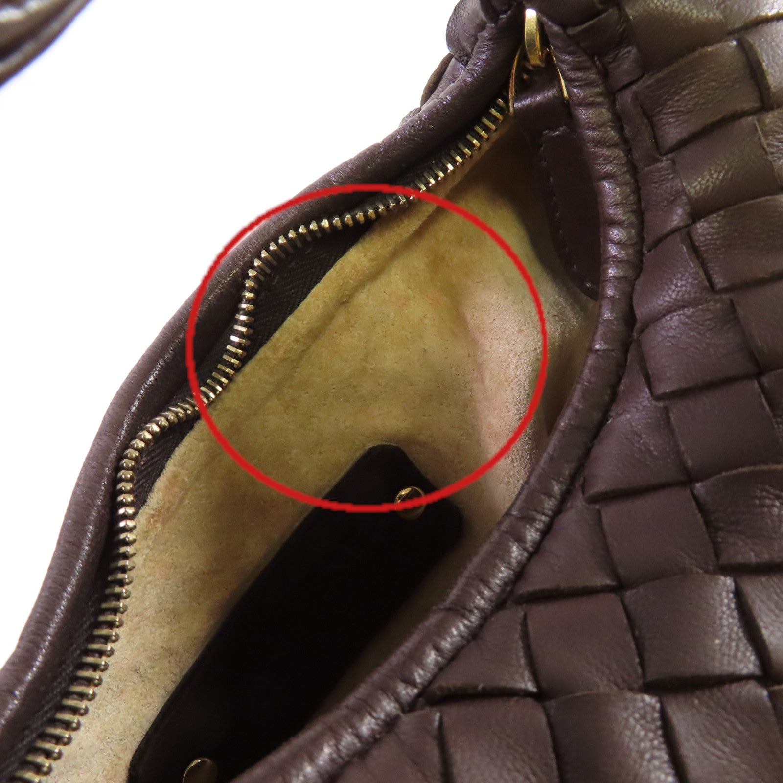 BOTTEGA VENETA 織紋皮革Handbag金扣手挽袋啡色
