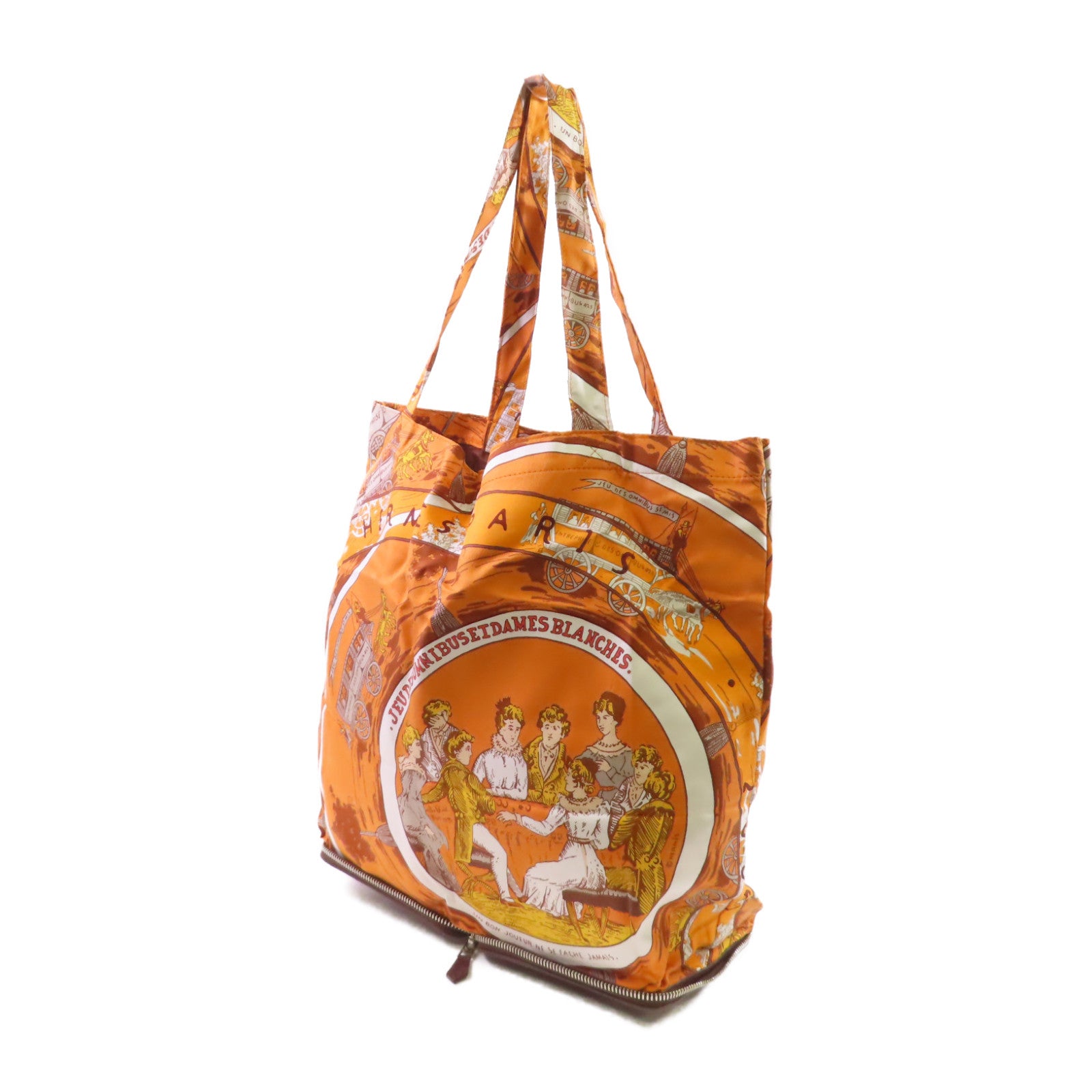 HERMES 牛皮皮革/絲質Sliky POP Shoulder Bag銀扣橙色/彩色