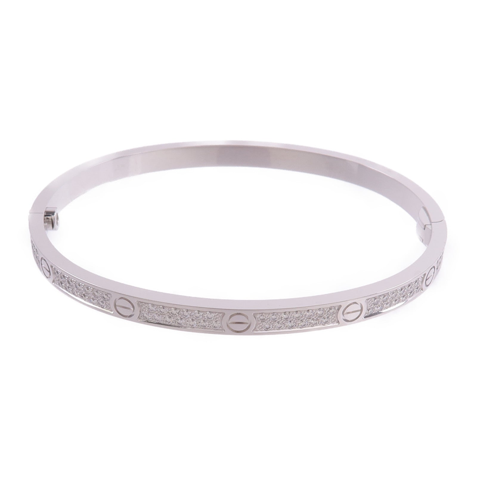 CARTIER 18K白金Love Bangle SM Paved鑽石手鐲